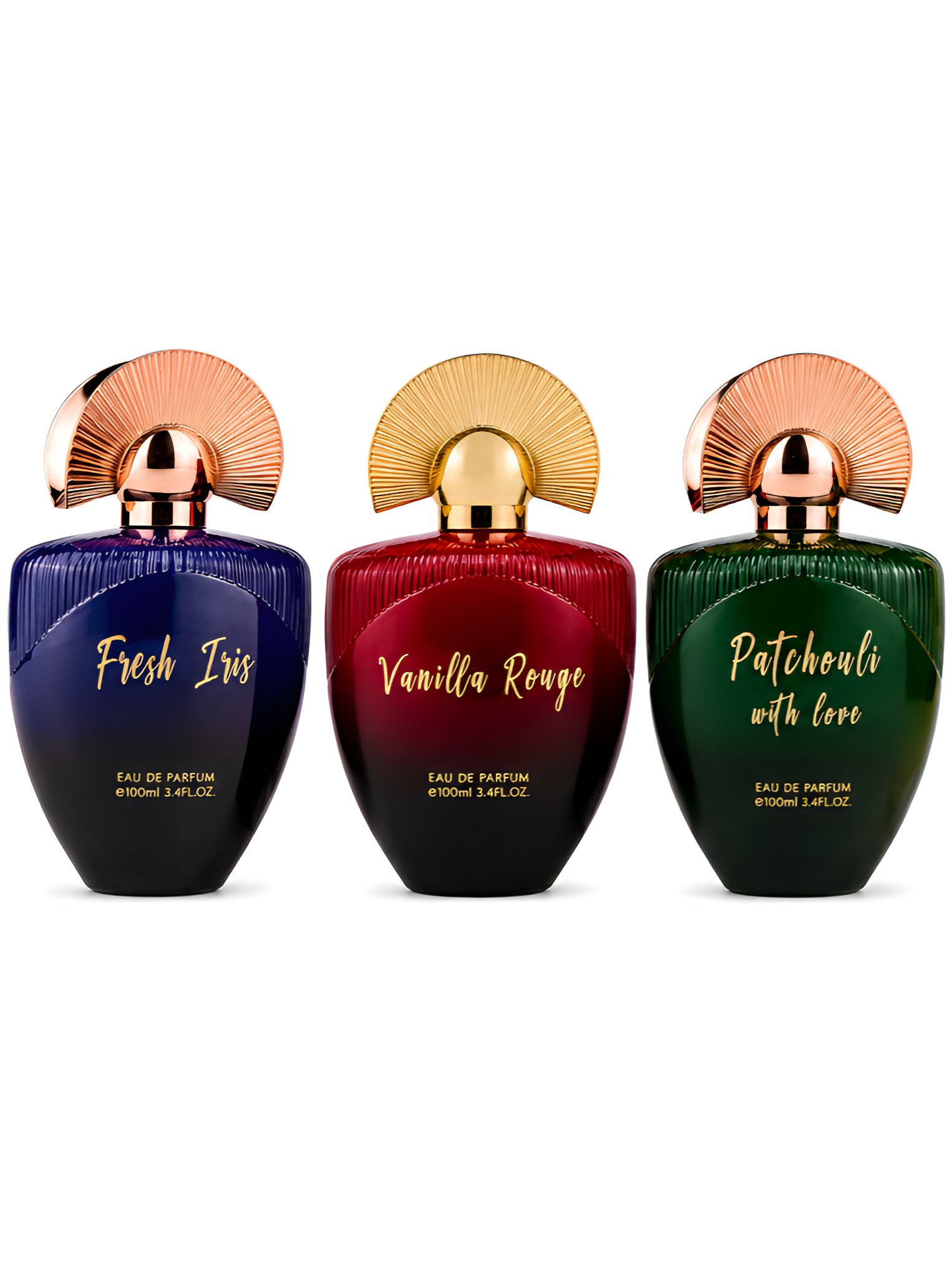 Colección Fresh Iris, Vanilla Rouge y Patchouli With Love - Maison Asrar